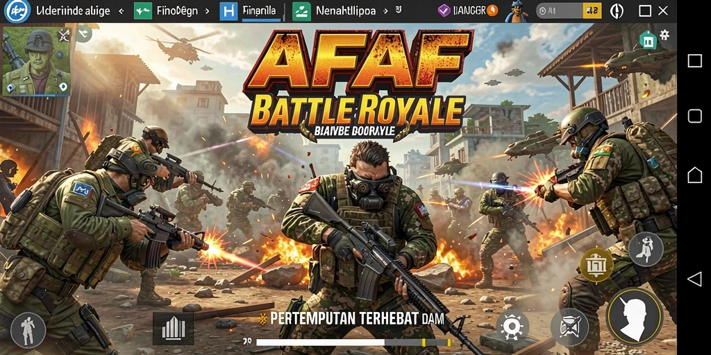 Tampilan aksi seru dalam AFAF, pertarungan Battle Royale yang mendebarkan.
