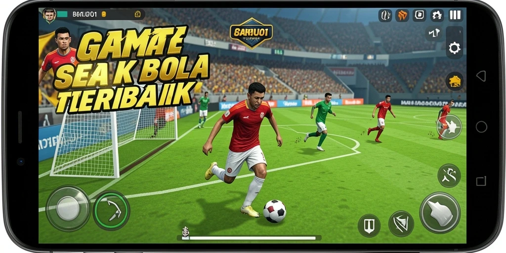 Tampilan gameplay seru dan mendebarkan dari game sepak bola BARU01.
