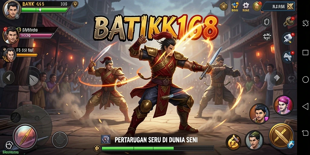 Tampilan seru gameplay <strong>BATIK168</strong> dengan karakter unik dalam pertarungan.