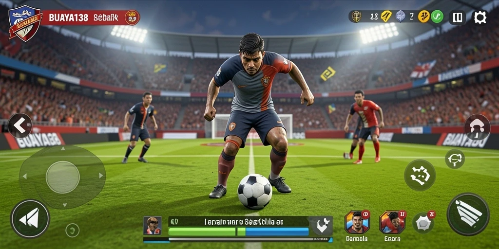 Tampilan gameplay menarik dari BUAYA138 dengan aksi sepak bola yang mendebarkan.