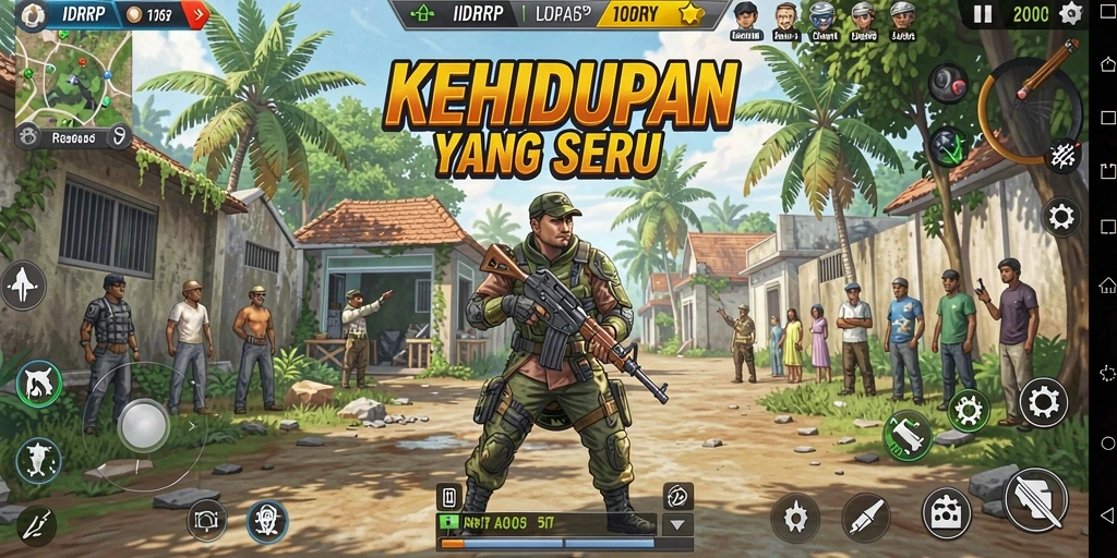 Tangkapan layar utama gameplay <strong>IDRRP</strong> yang menunjukkan aktivitas simulasi yang mendalam.