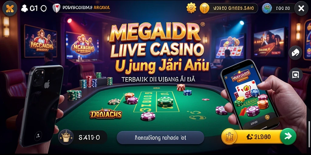 Tampilan gameplay MEGAIDR dengan dealer langsung dan permainan kasino yang mendebarkan.