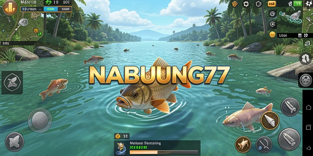 Tampilan gameplay NABUNG77 yang seru saat memancing ikan.