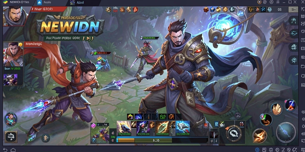 Screenshot gameplay NEWIDN dengan aksi MOBA yang intens.