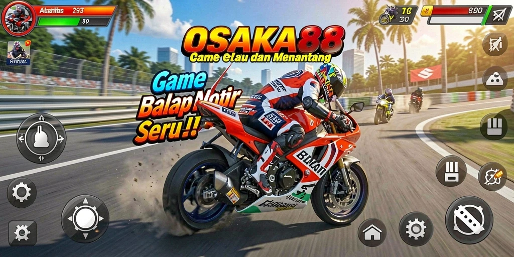 Gameplay balap motor yang mendebarkan di OSAKA88.