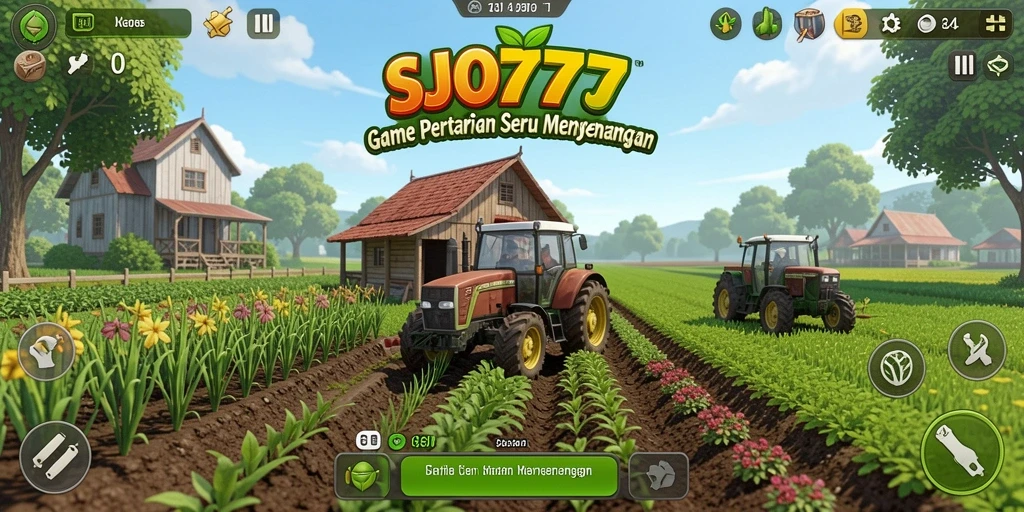 Tampilan gameplay SJO777 yang menampilkan aktivitas pertanian yang seru.