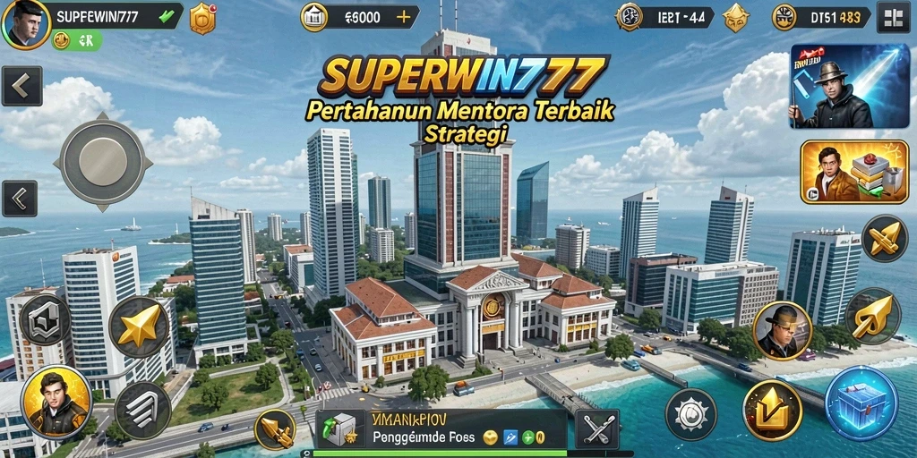 Screenshot utama SUPERWIN777 menampilkan aksi pertahanan menara yang mendebarkan.