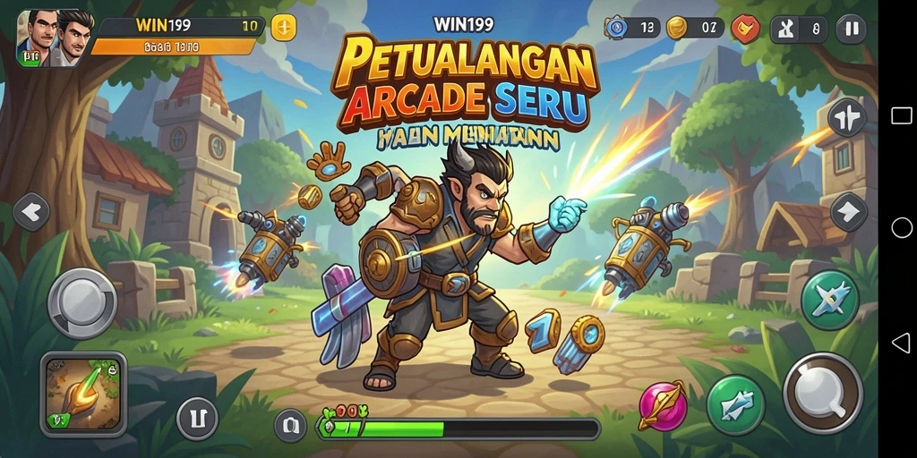Tampilan gameplay WIN199 yang penuh aksi dan warna.