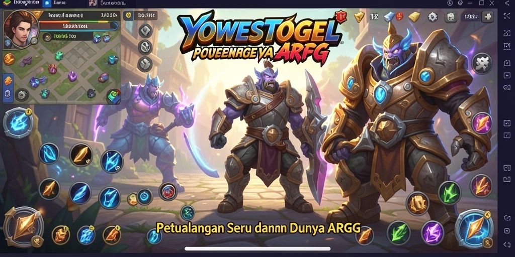 Screenshot utama YOWESTOGEL menampilkan pertempuran epik dalam dunia ARPG.